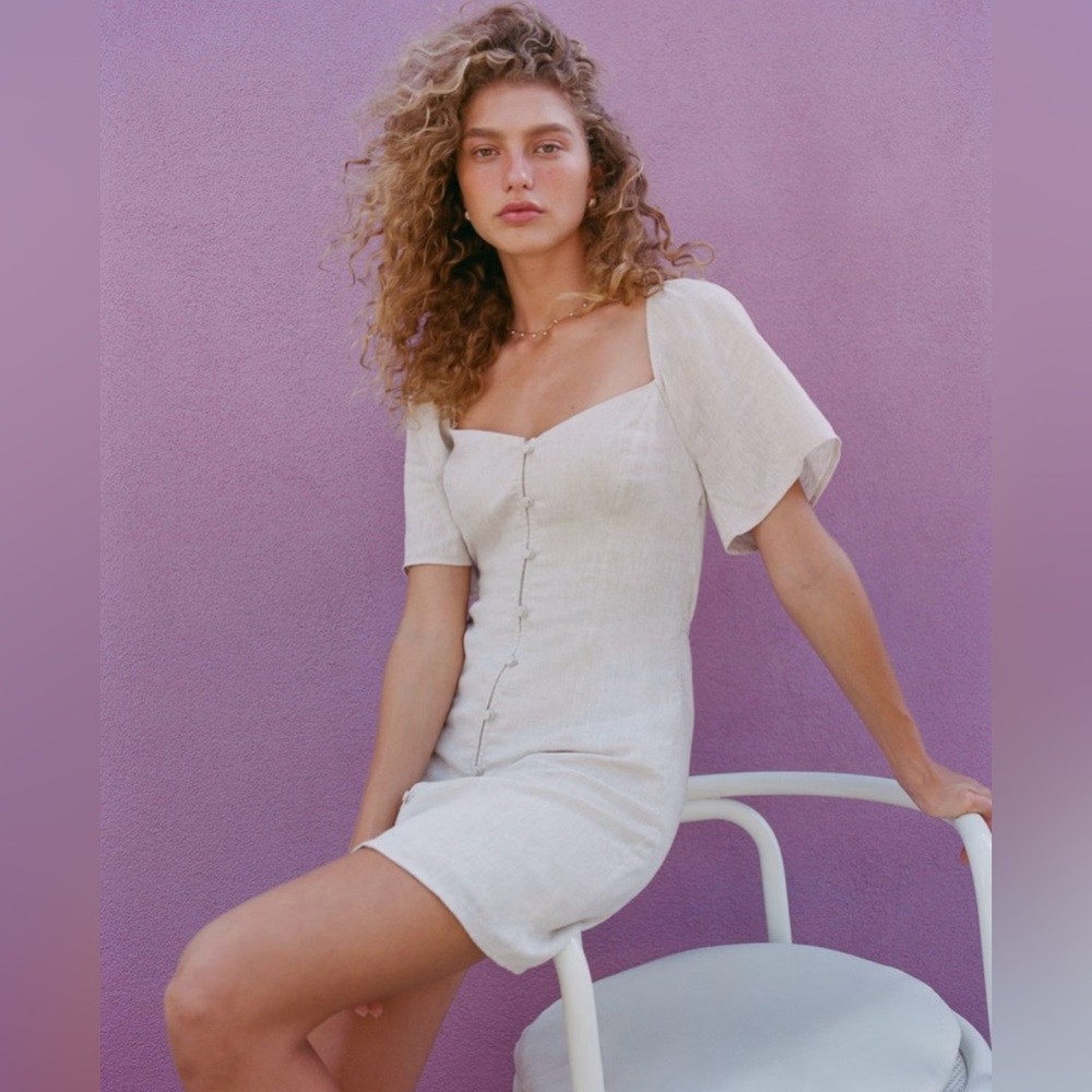 Abercrombie Linen Blend Button Through Mini Dress… - image 1